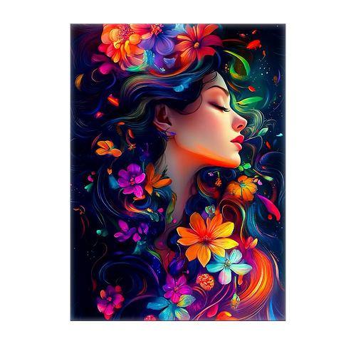 Tableau Femme Fleurs Cheveux