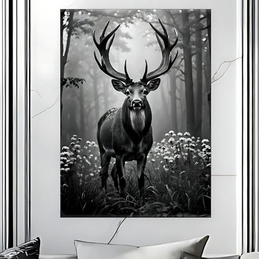 Tableau Cerf Noir et Blanc