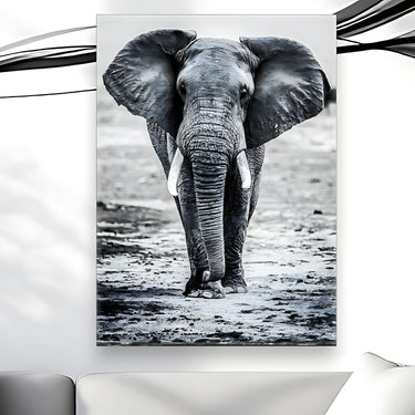 Tableau Elephant Noir et Blanc
